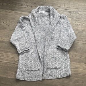 The Skinny X Dew | Open-Front Shawl Collar Cardigan Sweater in Heather Grey O/S